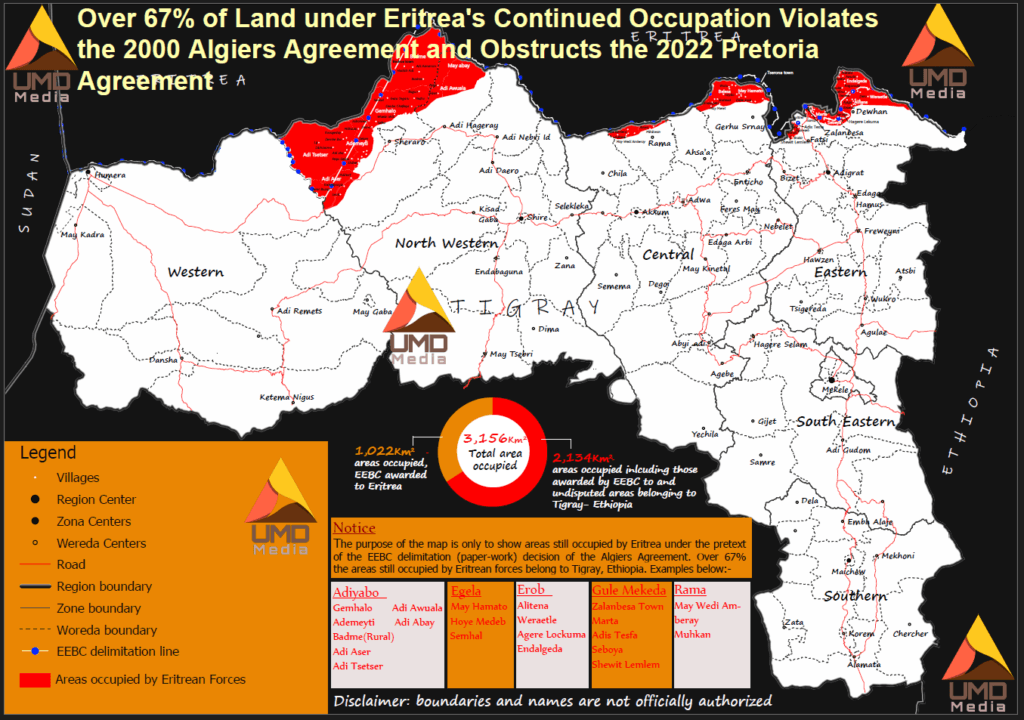 Over 67% of Land under Eritrea's Continued Occupation Violates the 2000 Algiers Agreement and Obstructs the 2022 Pretoria Agreement